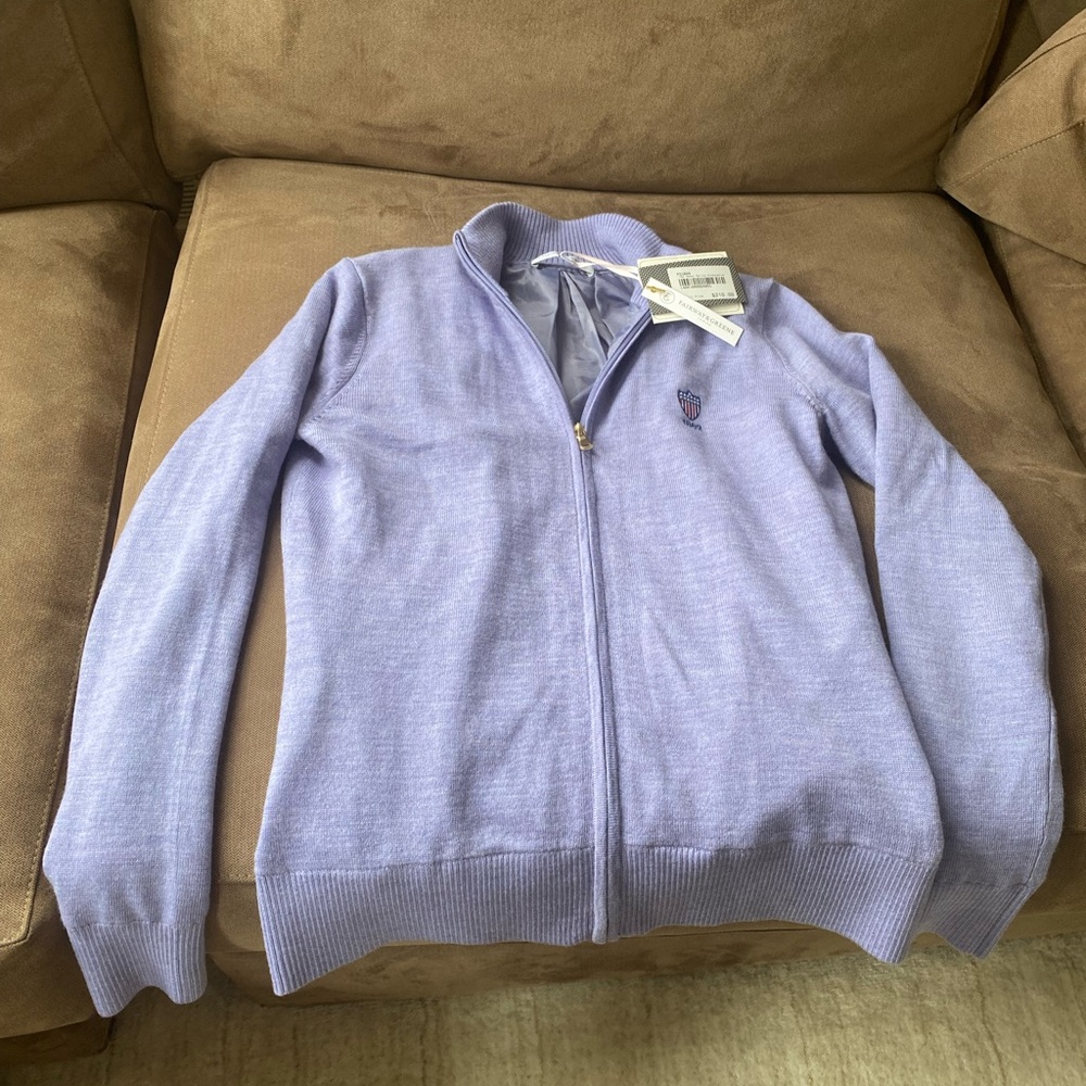 Fairway & Greene brand new zip-up windbreaker merino wool sweater size Small